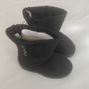 Bebe Girls Youth Toddler Boots Size 8 Faux Suede Fur Lined Winter Black NWT